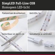 Witte LED-strip met 840 LEDs per meter, zelfklevend en eenvoudig te verbinden voor flexibele verlichting