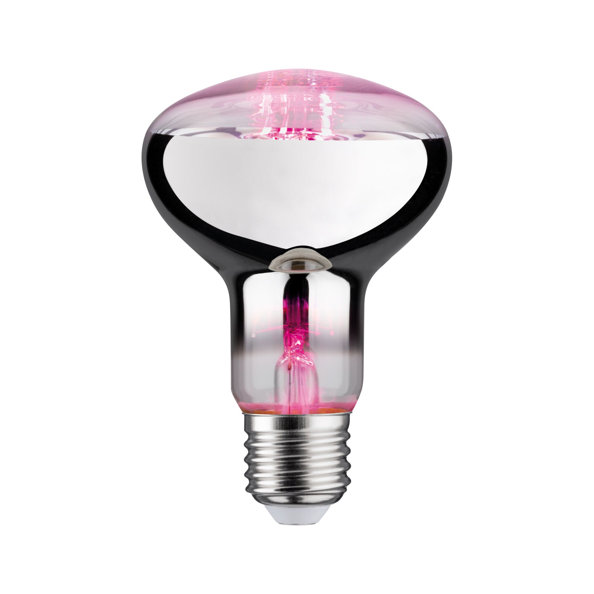 Grow Green Edition Filament 230 V LED-reflector E27 R80 200lm 6,5W 1300K Zilver/Groeilicht Reflecterende gloeilamp met roze glas en E27-fitting voor decoratieve LED-verlichting