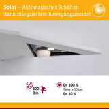 Solarleuchte mit integriertem Bewegungsmelder für automatisches Schalten und 120° Erfassungswinkel