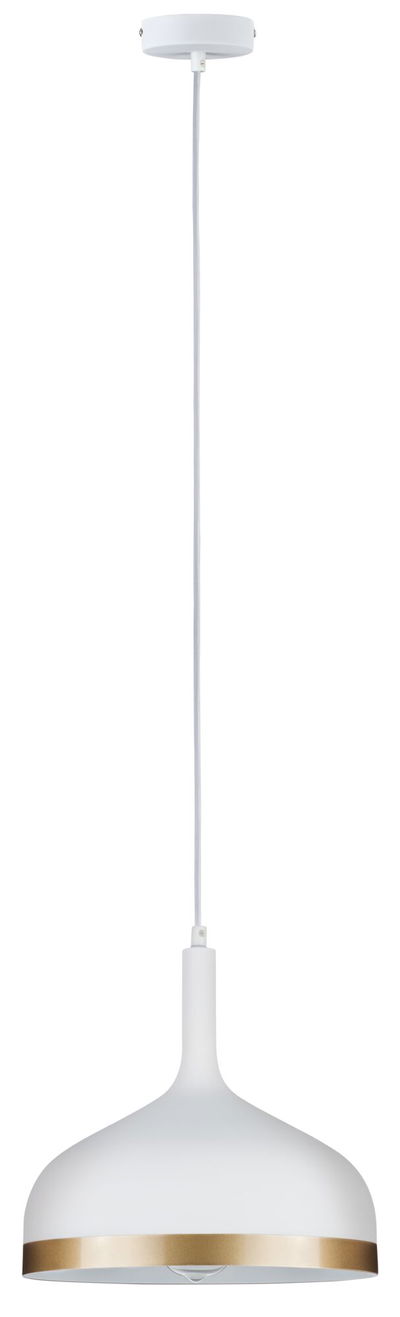 Moderne weiße Pendelleuchte mit goldfarbenem Rand aus Metall für stilvolle Raumbeleuchtung