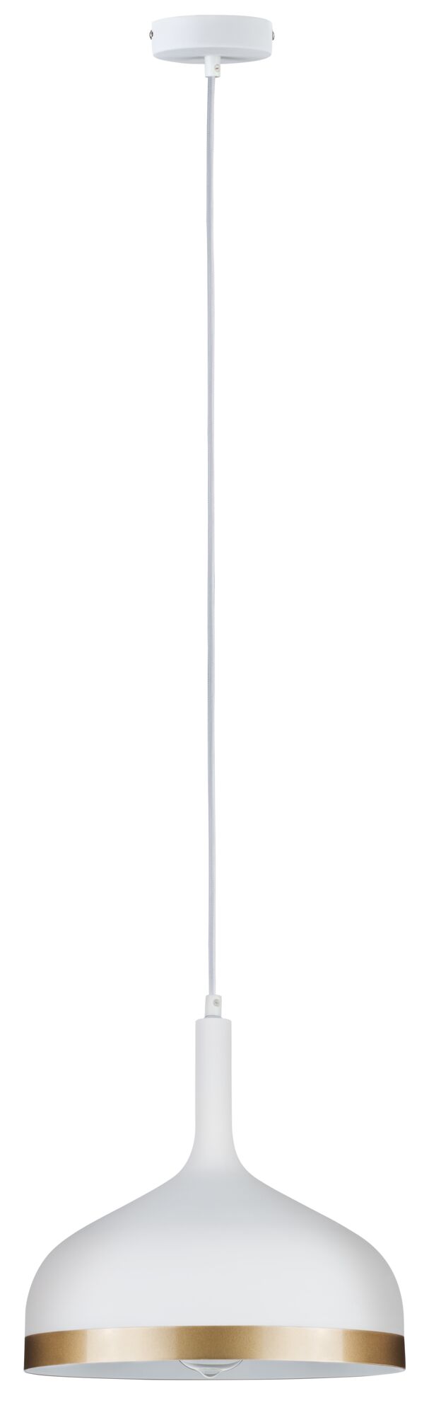 Modern white pendant lamp with gold metal trim for stylish indoor lighting