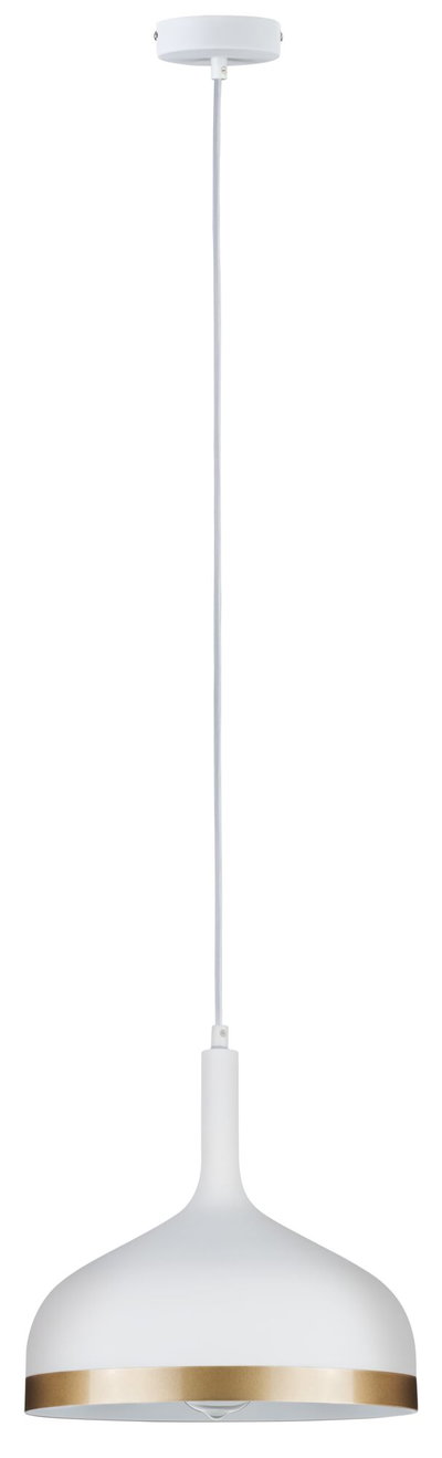 Moderne witte hanglamp met gouden metalen rand voor stijlvolle binnenverlichting