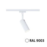 Projecteur LED moderne en métal blanc pour rail, couleur RAL 9003 avec orientation réglable