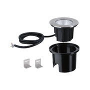 Outdoor ground spotlight in stainless steel and black plastic with cable for garden lighting