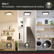 Panneau LED Abia 2 White Select Détecteur de mouvement crépusculaire (HF) carré 400x400mm 16W 1400lm White Select Noir