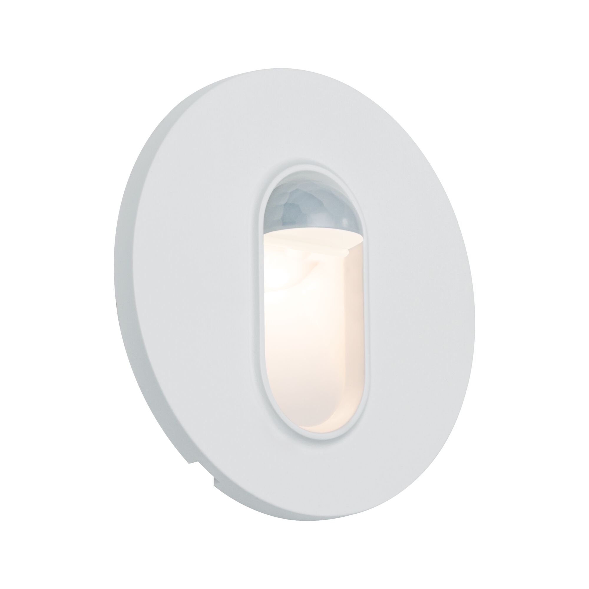 Round white LED wall recessed light with built-in sensor for energy-efficient lighting