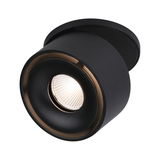 Sort metal LED-loftspot med gyldent indre ring til moderne rumlys