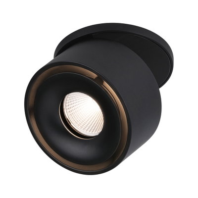 Schwarzer LED-Deckenstrahler aus Metall mit goldfarbenem Innenring für moderne Raumbeleuchtung