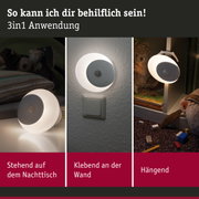Weiße LED-Nachtlicht mit 3in1 Funktion stehend, klebend oder hängend für vielseitige Beleuchtung
