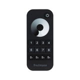 Black Paulmann remote control with buttons and dial for lighting control and dimming