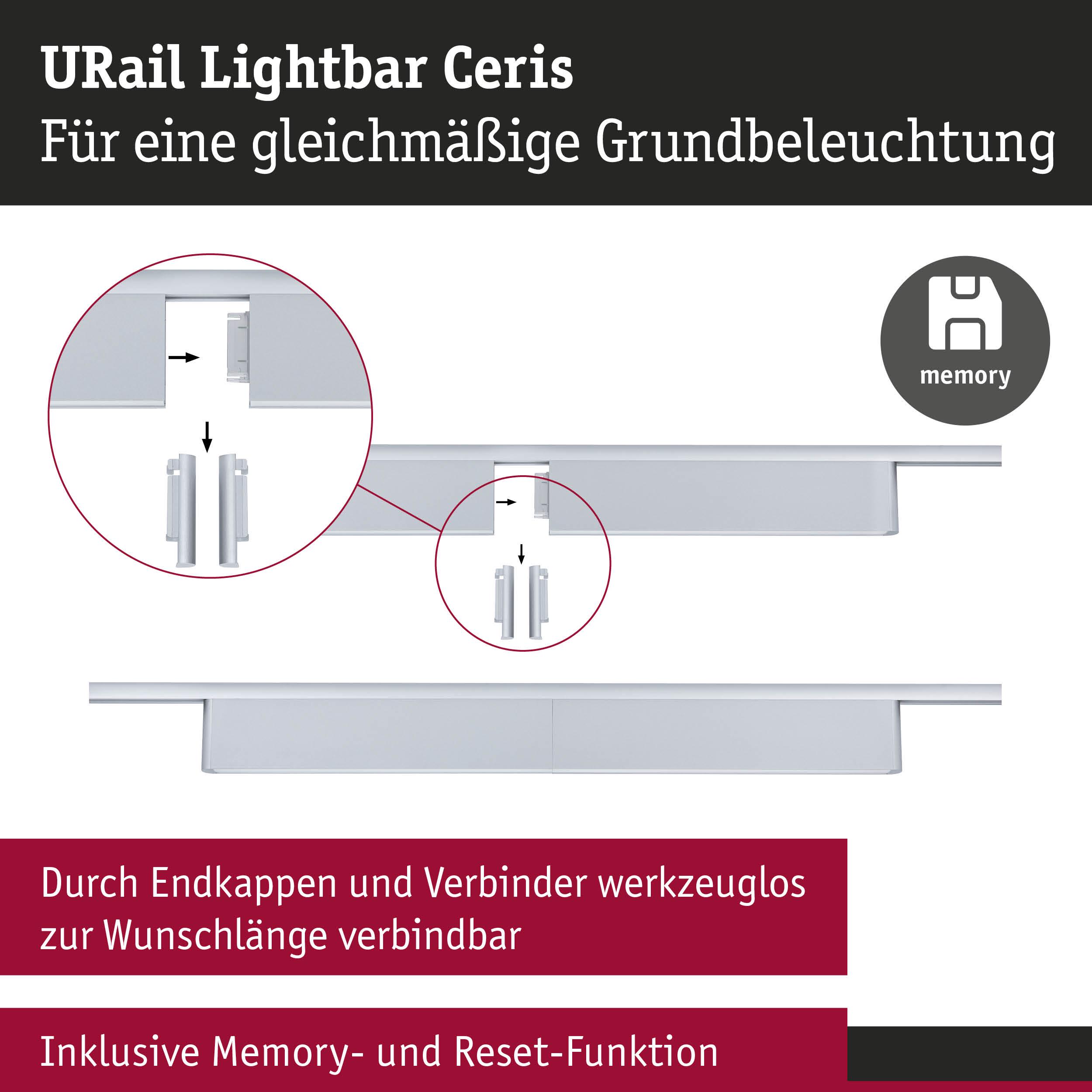 URail Lightbar Ceris in Weiß für gleichmäßige Grundbeleuchtung mit Memory- und Reset-Funktion