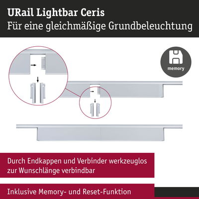 URail Lightbar Ceris in Weiß für gleichmäßige Grundbeleuchtung mit Memory- und Reset-Funktion