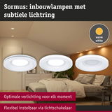 Sormus inbouwlampen met subtiele lichtring in wit, warmwit LED-plafondlampen flexibel dimbaar