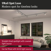 URail Spot Luxe silver ceiling spotlight with straight design and GU10 light source for modern interiors