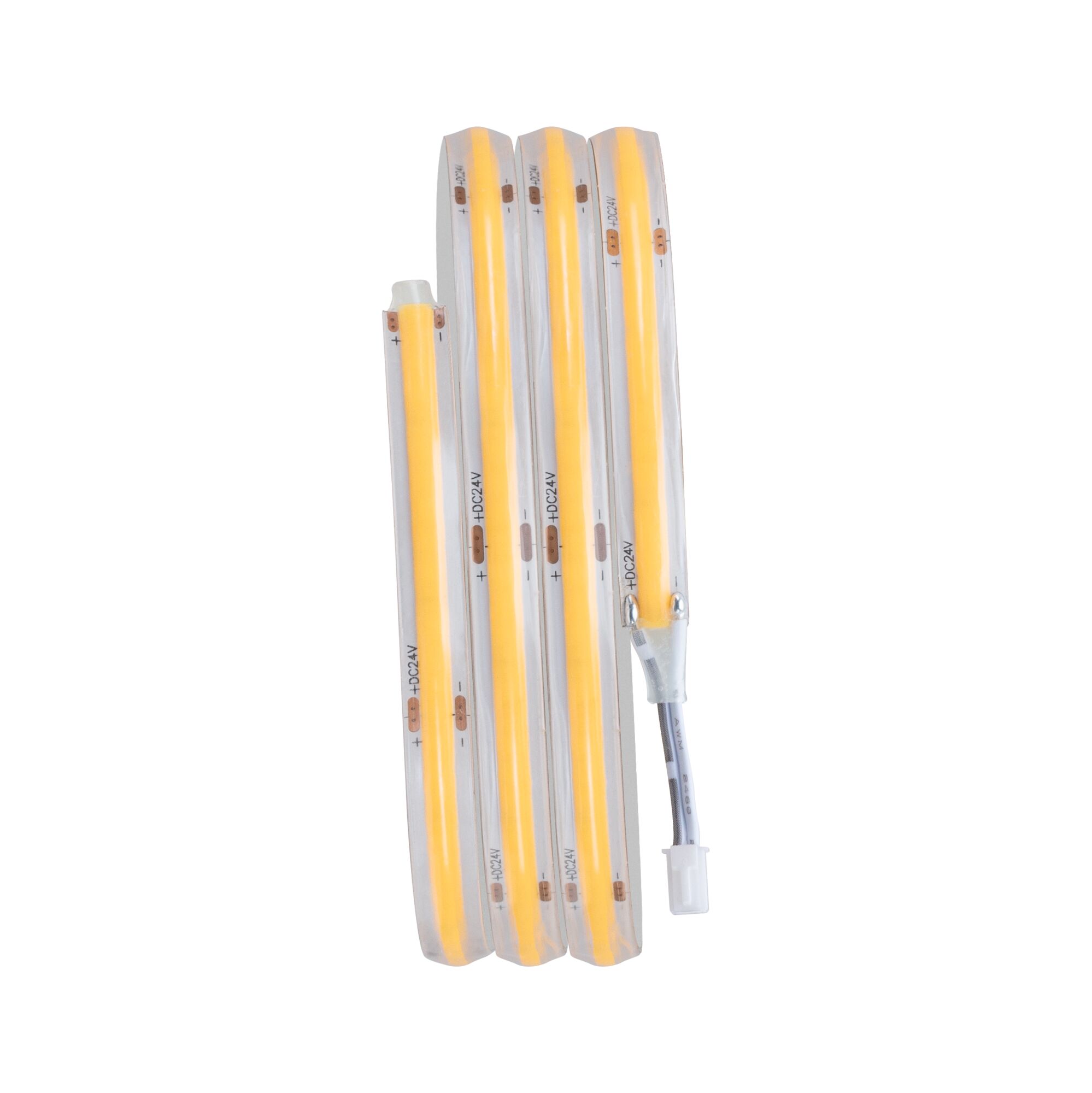 Flexible LED strip with warm white light and transparent silicone coating for versatile lighting