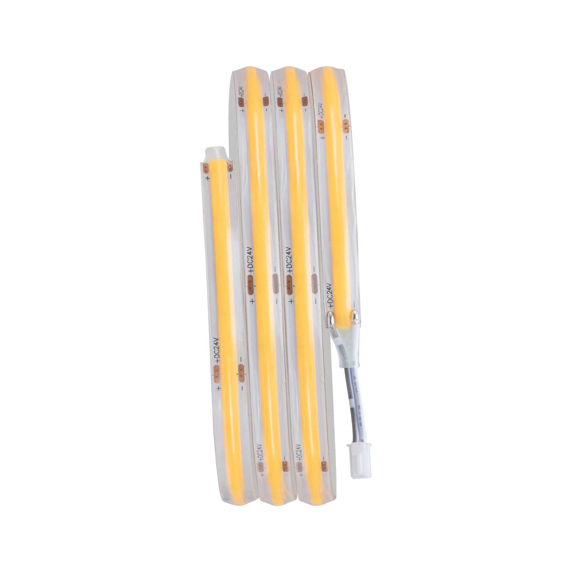 Flexible LED strip with warm white light and transparent silicone coating for versatile lighting