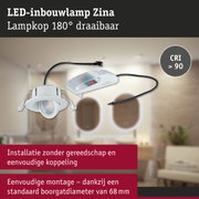 Witte LED-inbouwlamp Zina met 180° draaibare lampkop en CRI boven 90 voor woonverlichting