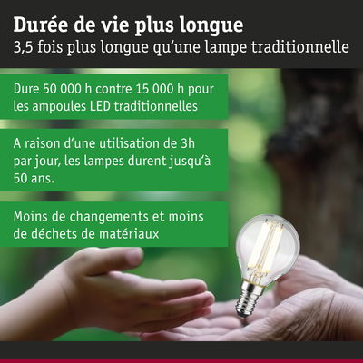 Ampoule LED avec durée de vie 3,5 fois plus longue qu’une lampe traditionnelle, éclairage durable