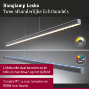 Moderne grijze aluminium hanglamp Lesko met twee lichtbundels en instelbaar wit en RGBW licht