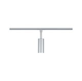 Moderne zilverkleurige aluminium spots op railsysteem voor flexibele verlichting