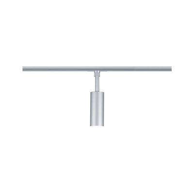 Moderne zilverkleurige aluminium spots op railsysteem voor flexibele verlichting