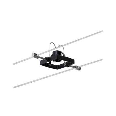 Black square metal cable spotlight with adjustable mounts for modern lighting solutions