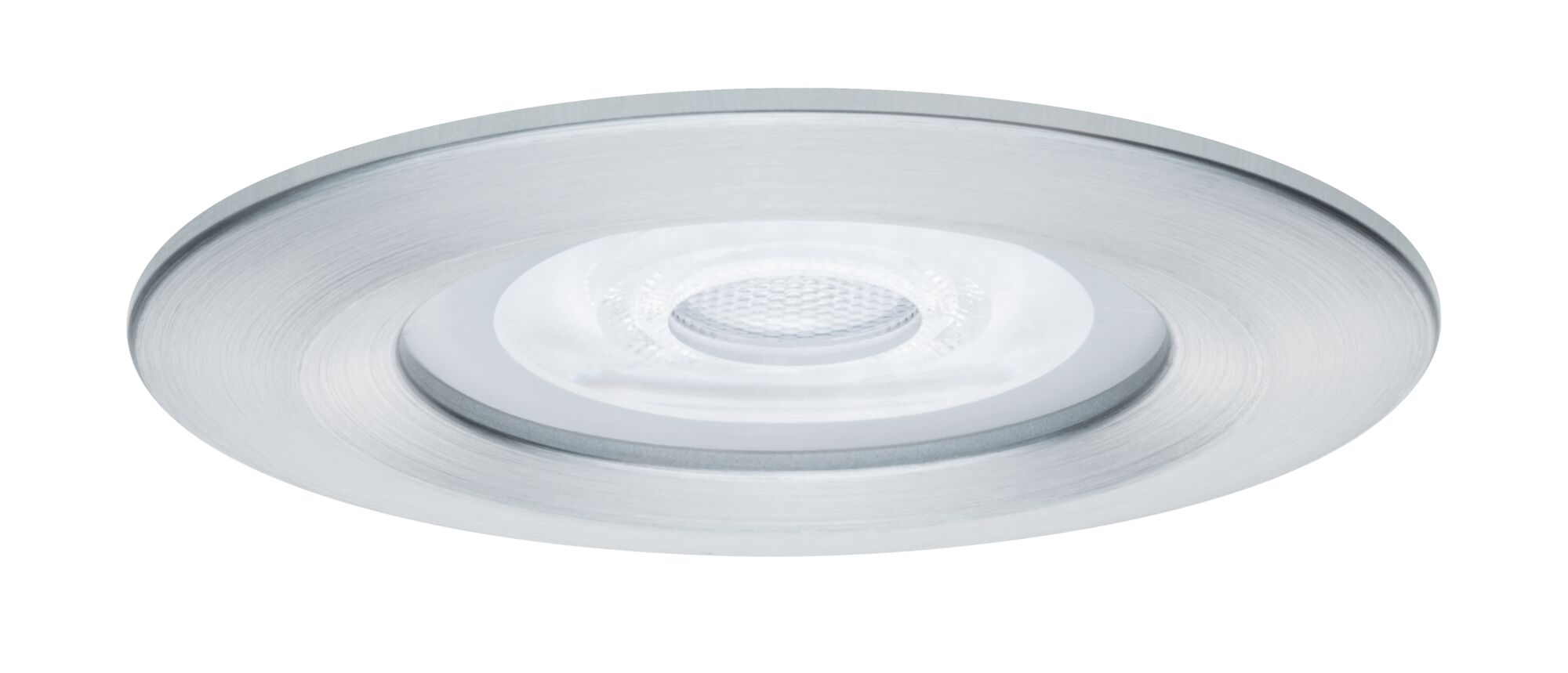 Rundes Einbau-LED-Leuchtmittel aus gebürstetem Aluminium in Silber für moderne Raumbeleuchtung.