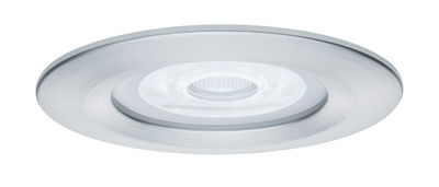 Rundes Einbau-LED-Leuchtmittel aus gebürstetem Aluminium in Silber für moderne Raumbeleuchtung.