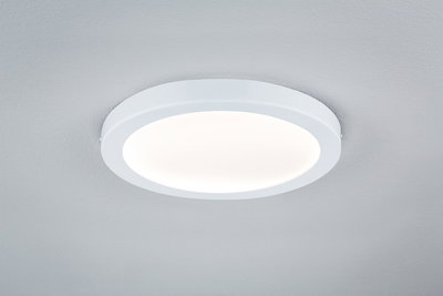 Round white LED ceiling light with matte diffuser for energy-efficient room lighting