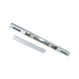 Silver aluminum cable duct with removable cover and visible electrical wires for LED lighting installation