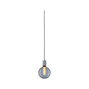 Hängelampe mit grauem Glas und sichtbarer LED-Filamentbirne, modernes Design für Wohnräume
