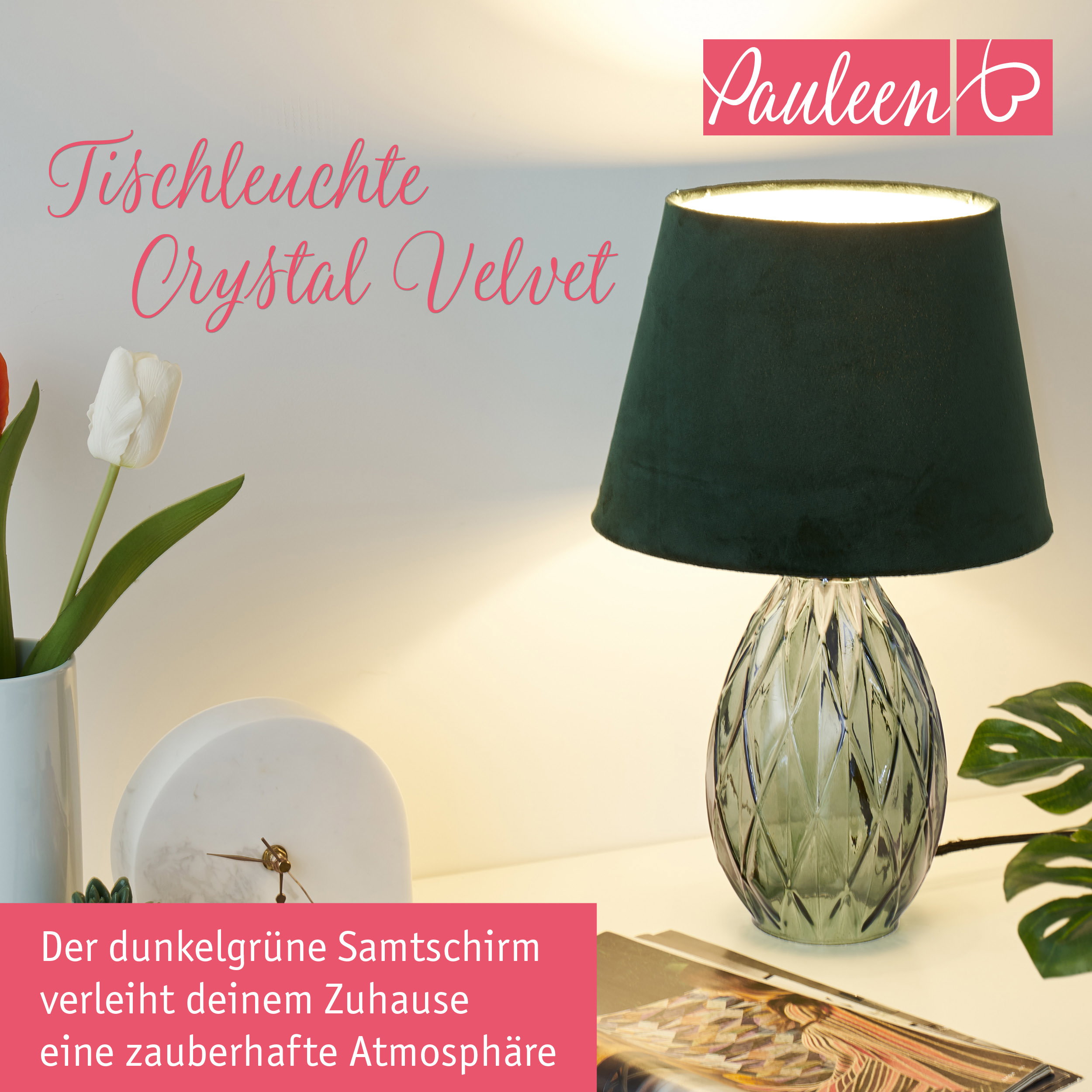 Paulmann Pauleen Tischleuchte Crystal Velvet E14 max. 20W Grün