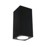 Schwarze rechteckige Deckenleuchte aus Metall mit warmweißem LED-Licht für moderne Innenräume