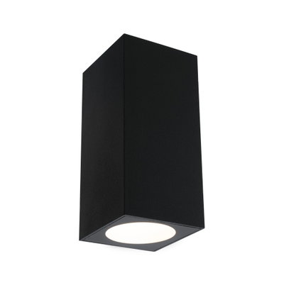 Schwarze rechteckige Deckenleuchte aus Metall mit warmweißem LED-Licht für moderne Innenräume