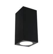 Schwarze quadratische Deckenleuchte aus Metall mit warmweißem LED-Licht für moderne Innenräume