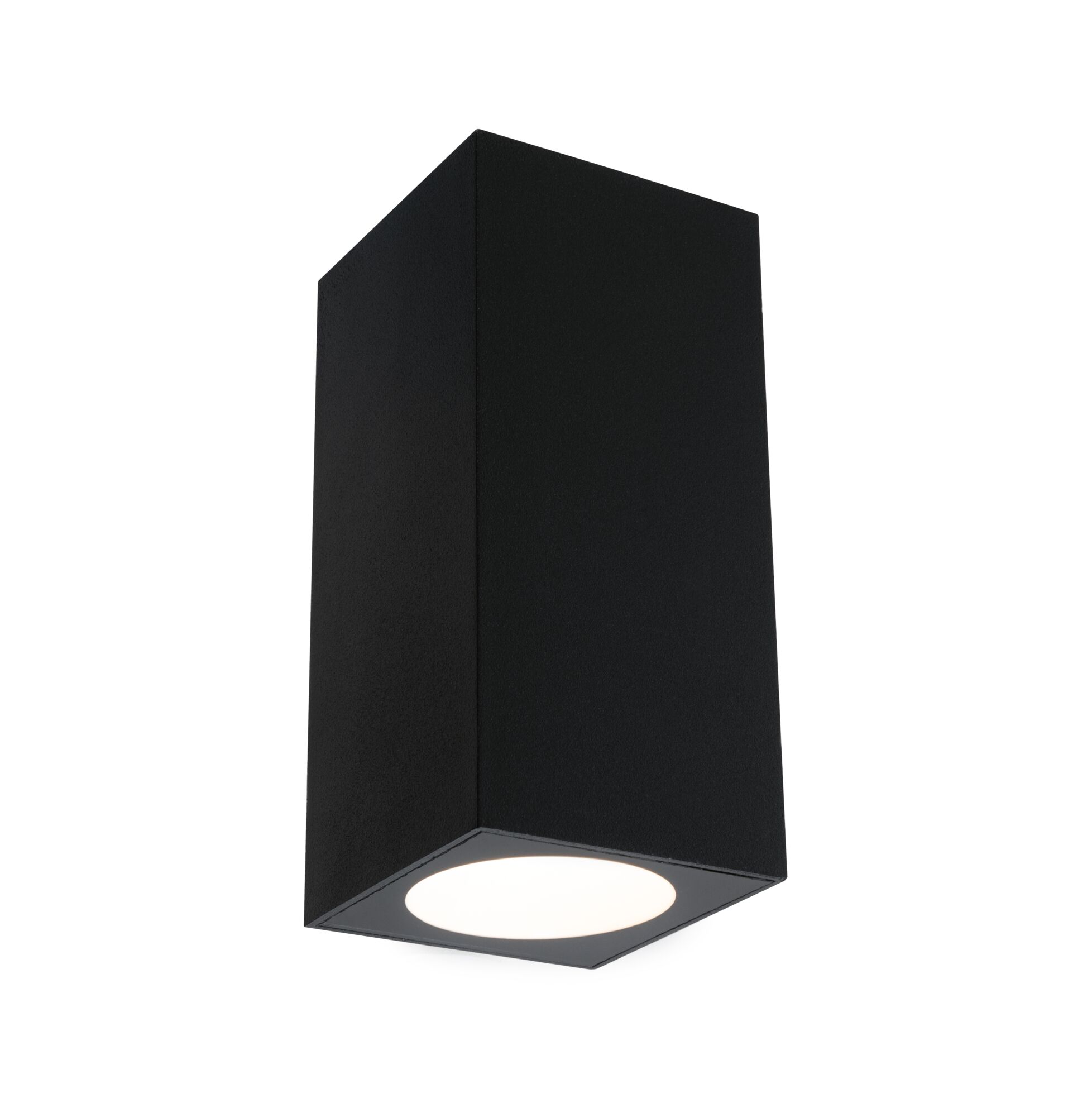 Schwarze quadratische Deckenleuchte aus Metall mit warmweißem LED-Licht für moderne Innenräume