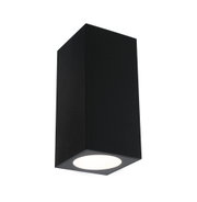 Schwarze quadratische Deckenleuchte aus Metall mit warmweißem LED-Licht für moderne Innenräume