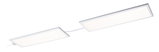 Modern white LED panel with two rectangular light surfaces and connecting cable for indoor lighting