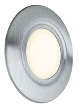 Round LED recessed light with brushed aluminum frame in silver for modern indoor lighting