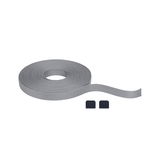 Grey textured textile tape with two black end caps for versatile mounting and fixing applications