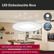 LED Einbauleuchte Nova in Weiß mit neutralweißem Licht und IP44 Spritzwasserschutz für Küche