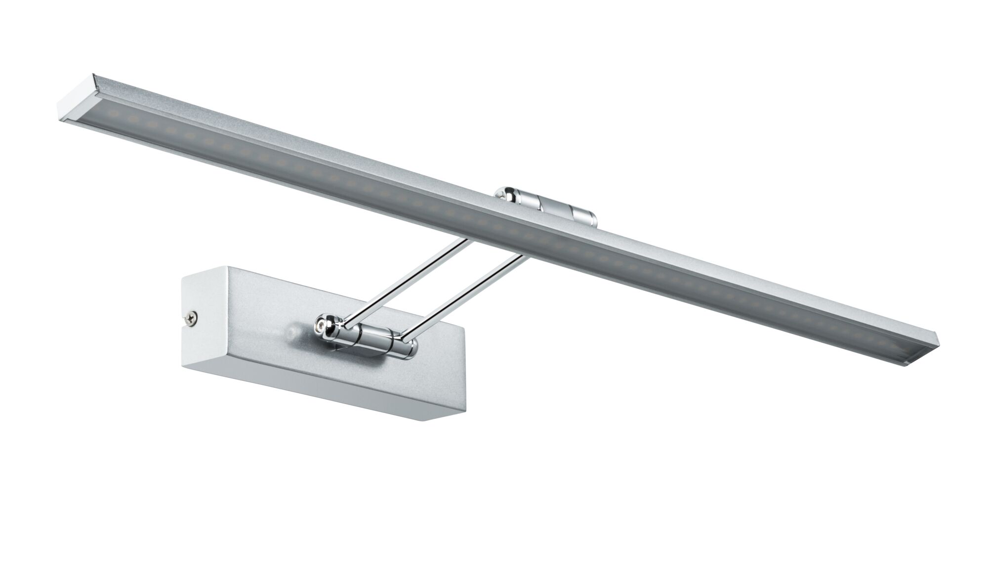 Slanke zilverkleurige metalen LED-kunstlicht met verstelbare arm voor wandmontage