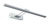 Applique LED fine en métal argenté avec bras réglable pour fixation murale et éclairage ciblé