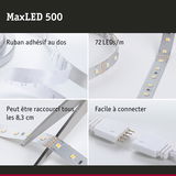 Bande LED MaxLED 500 avec 72 LEDs/m, ruban adhésif, coupable tous les 8,3 cm, connexion facile