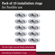 Pack of 10 white metal swivelling installation rings for flexible lighting solutions