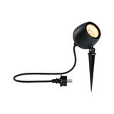 Black LED garden spotlight with ground spike and cable for outdoor lighting and accent light