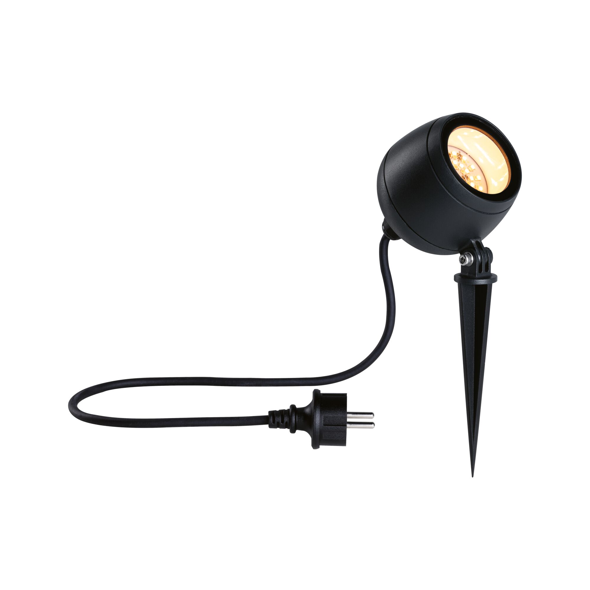Zwarte LED-tuinschijnwerper met grondpen en kabel voor buitenverlichting en accentverlichting