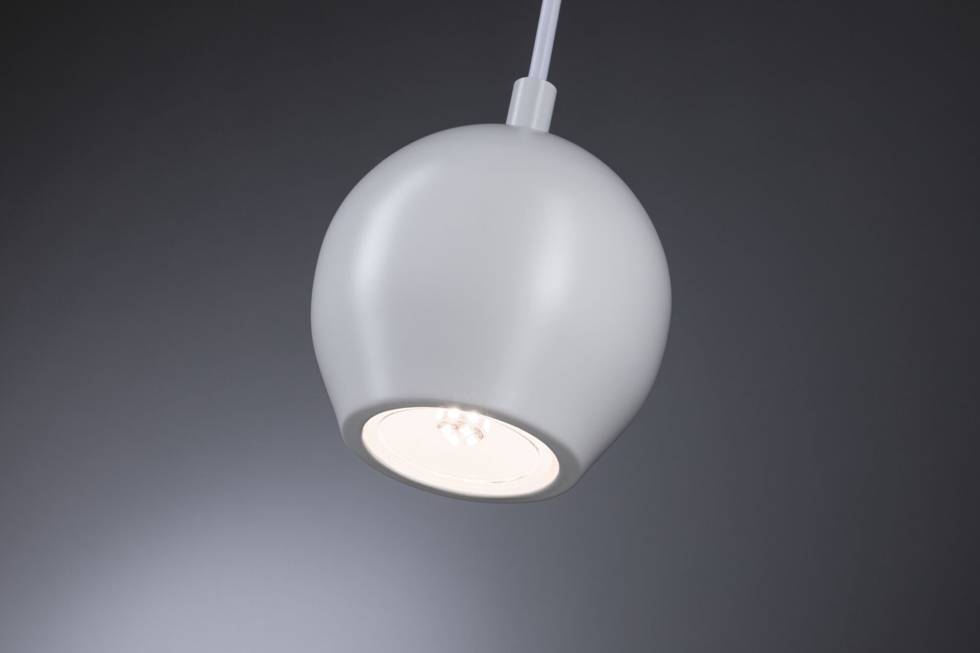 Weiße LED-Pendelleuchte aus Metall mit rundem Design für moderne Innenbeleuchtung
