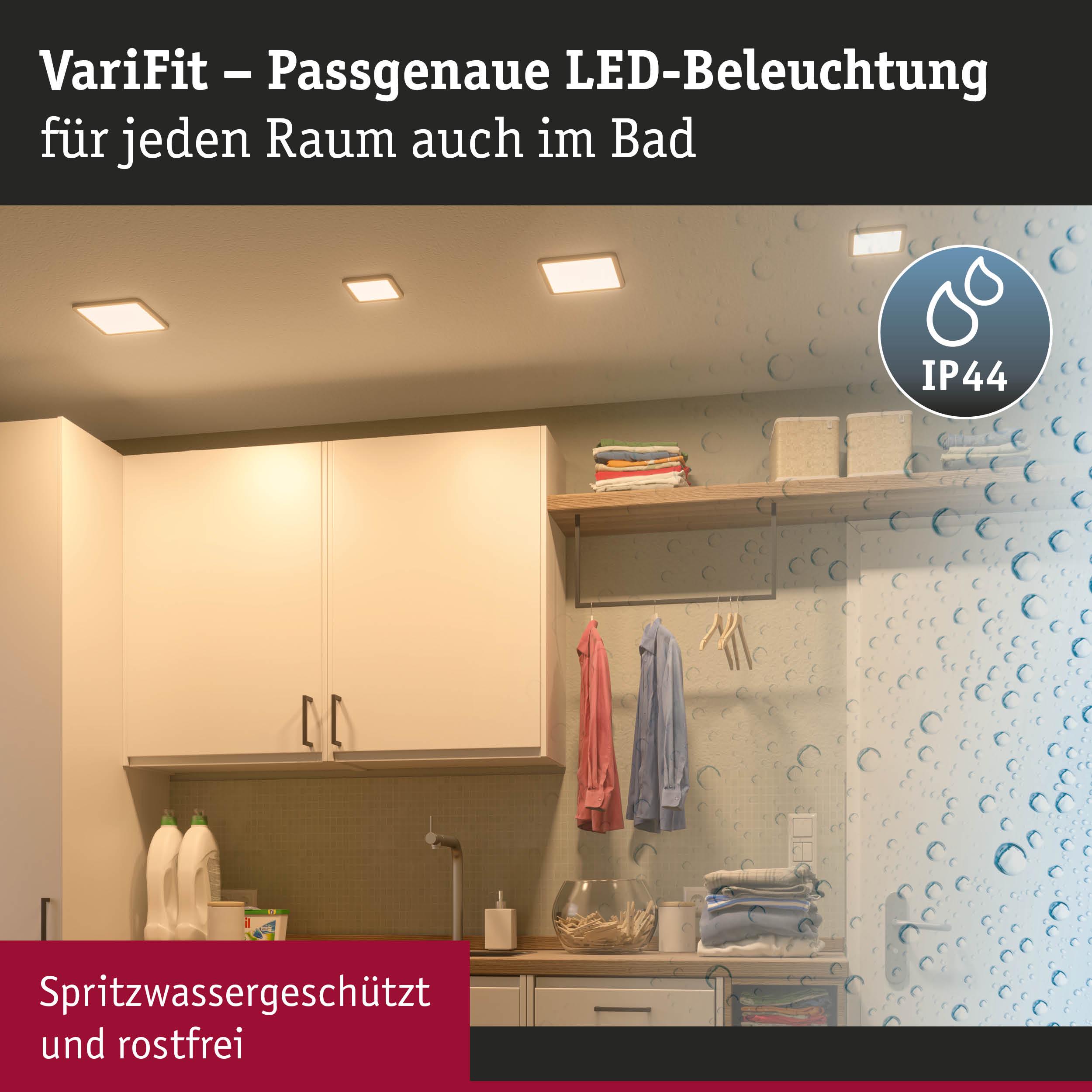 VariFit LED-Deckenleuchten in Weiß, spritzwassergeschützt IP44, ideal für Badezimmerbeleuchtung
