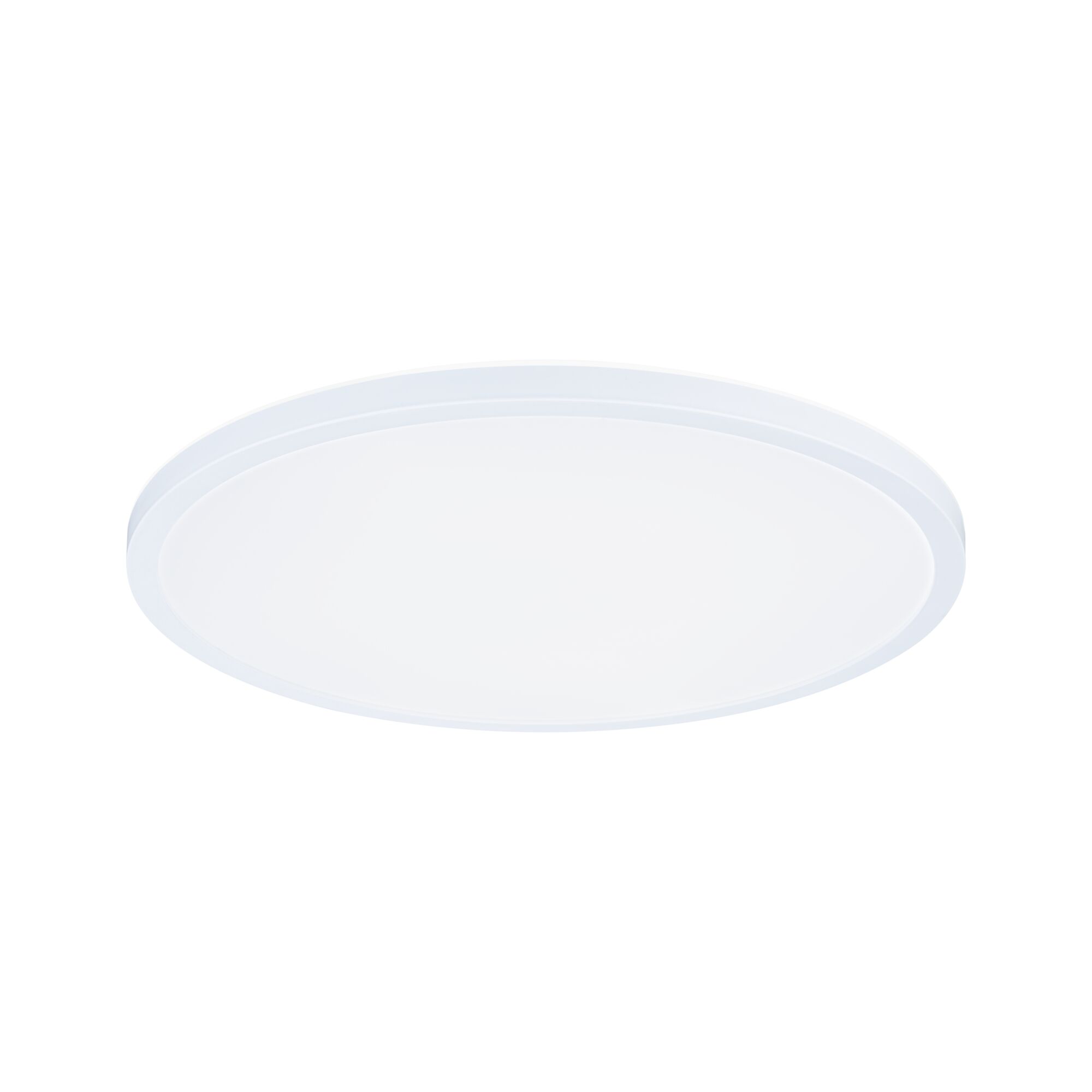 Round white LED ceiling light made of plastic for energy-efficient room lighting